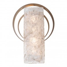 Single glass sconce in decorative brass frame